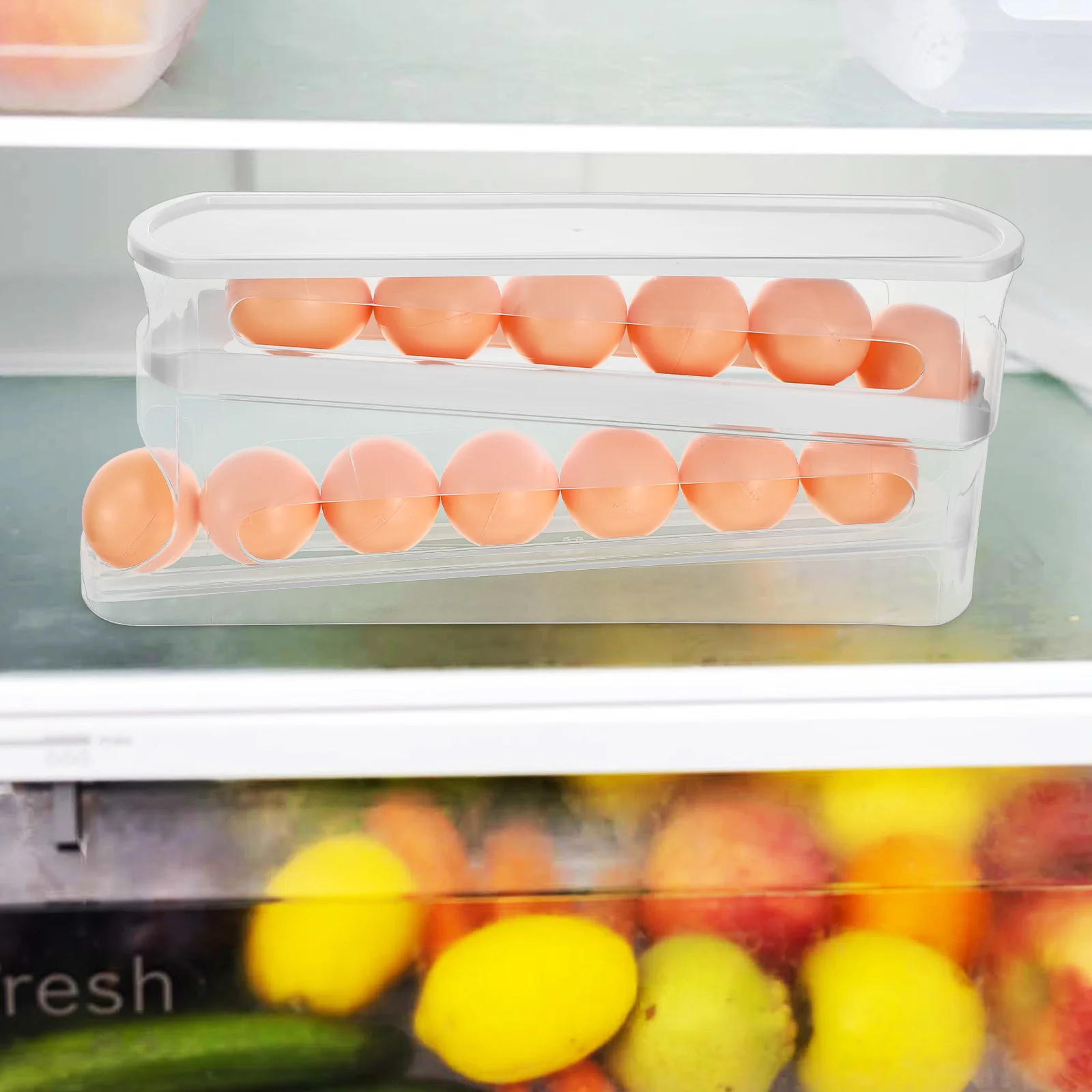 

Egg Dispenser Clear Storage Racks Fridge Holder Refrigerator Organization Saving Easy Cleanliness Egg Roller