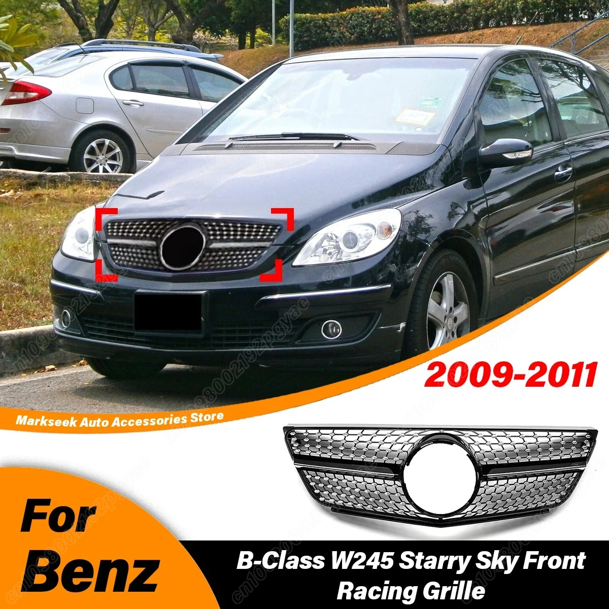 

For Mercedes-Benz B-Class W245 2005 2006 2007 2008 2009 2010 2011 Automobile Front Bumper Radiator Body Grille Modification Kit
