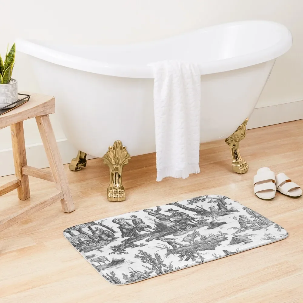 

Black and White Toile de Jouy Bath Mat For Hallway On The Floor DoorFor The Door Kitchens Mat