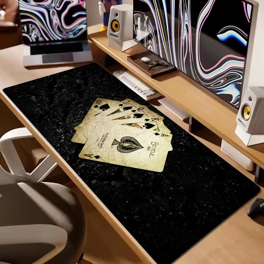 

Playing Cards Design Black Mouse Pad Large Computer Office Game Table Mat XXL Rubber Anti-slip Keyboard Mats Washable Desk Pads