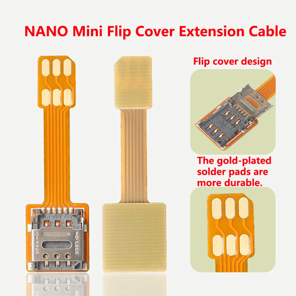 5cm CPE Vertical Reverse-Flip External Micro-SIM Extension Cable Portable WiFi Router Conversion Nano-SIM Flip Card Slot FPC