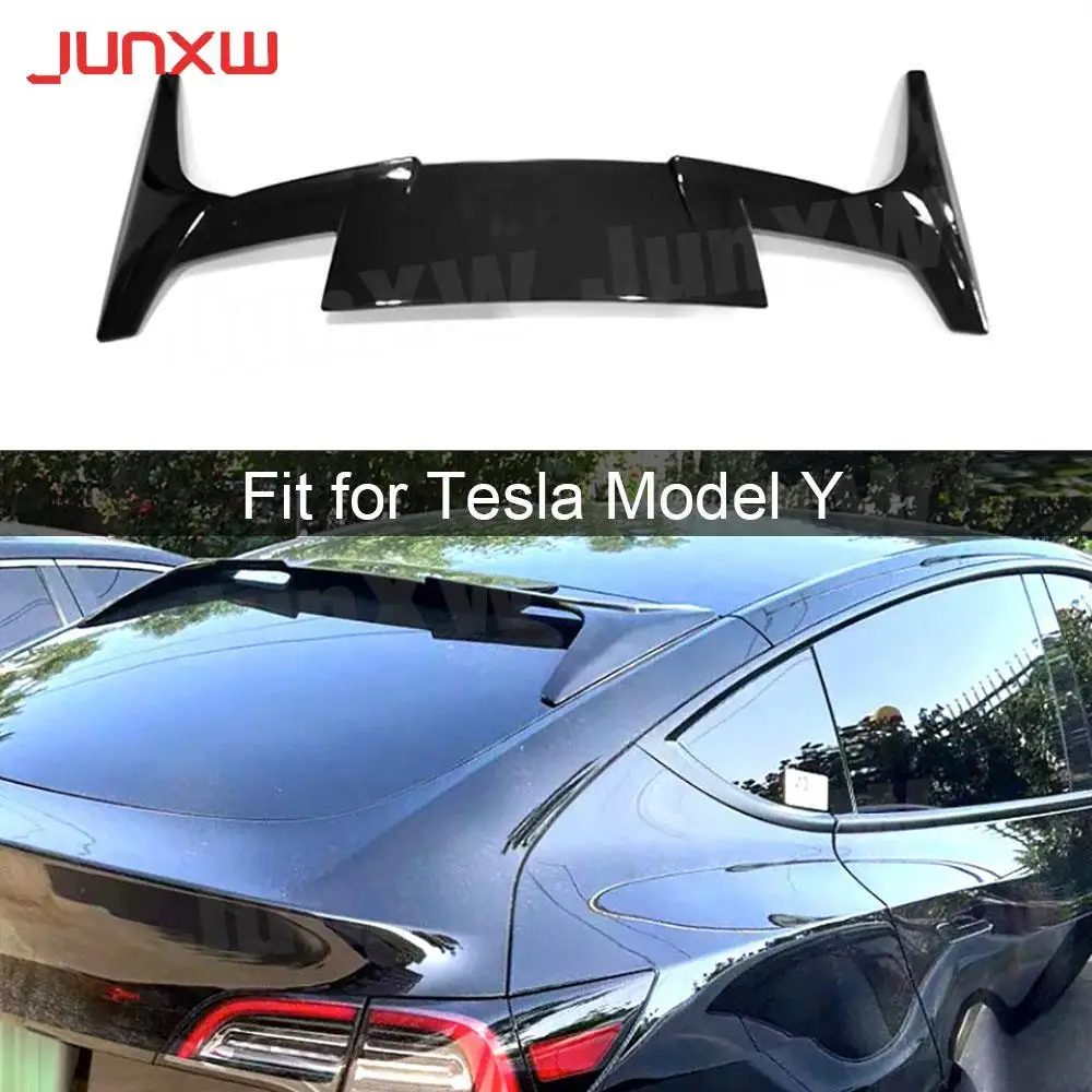 

ABS Carbon Look /Gloss Black Rear Trunk Roof Spoiler Wing for Tesla Model Y 2020+ Rear Lip Wings Spoiler Auto Car Modification