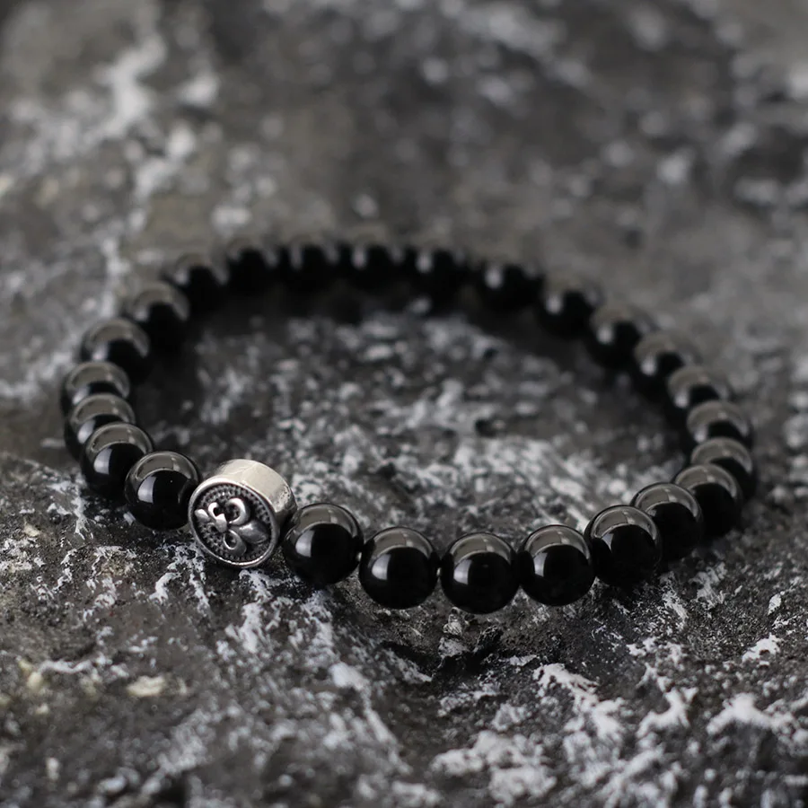 Simple Style Natural Stone Bracelet For Men Stainless Steel Metal Volcanic Rock Tiger Eyes Strand Braclet Perfect Gift Boyfriend