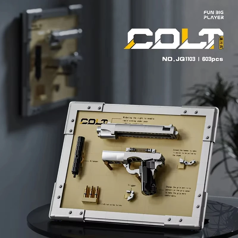 Klasyczne klocki konstrukcyjne Revolver Duo: modele Colt i Western Revolver, szczegółowy zestaw kolekcjonerski dla dorosłych entuzjastów.