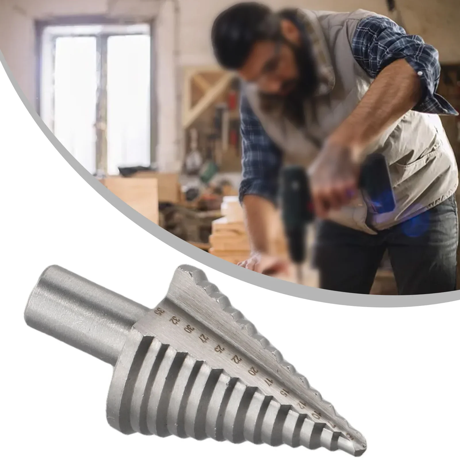 チタンステップドリルビット,高速度鋼カッター,コーンサイズ,5mm, 7mm, 10mm, 12mm, 15mm, 17mm, 20mm, 22mm, 25mm 27mm、30mm、32mm、35mm、1xドリル