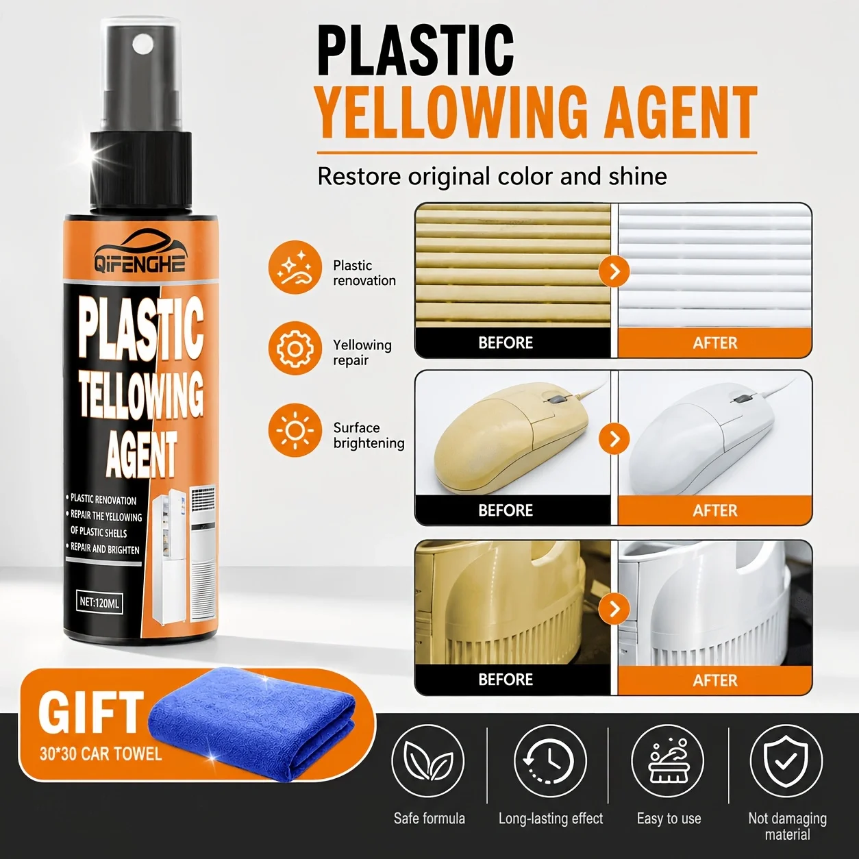 Plastic Yellowing Agent, Air Conditioner Panel Yellowing, Whitening Artifact, Lampshade Shell Cleaning, Redox Yellowing Remover, Refurbishment Agent