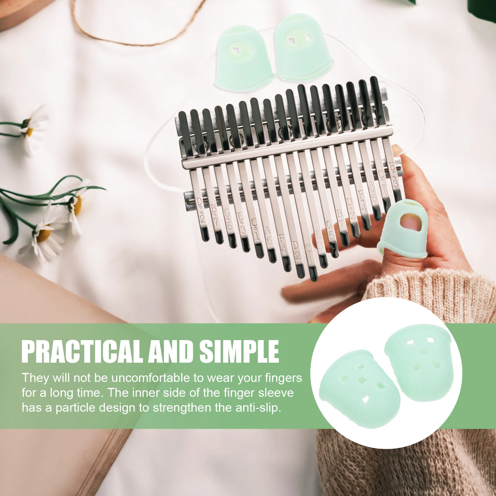 

2 Pcs Pain-proof Finger Protectors for Kalimba Nail Thumb Pick Play Silica Gel Child