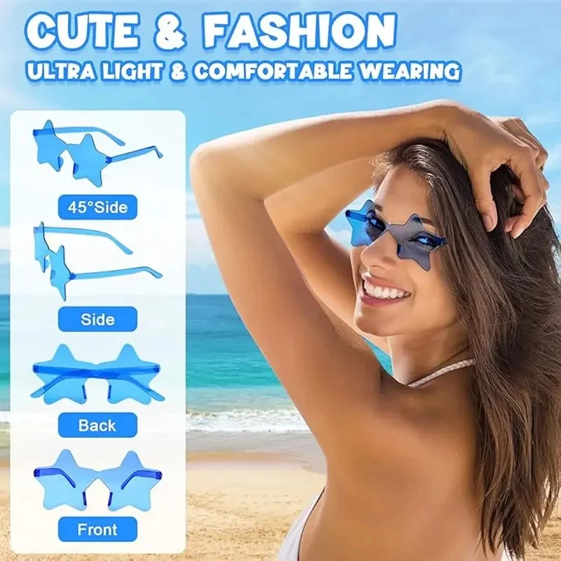 1-9 Stück Stern-Sonnenbrillen Bunte Stern-Brillen Transparente Bonbonfarbene Sonnenbrille für Männer und Frauen Foto-Requisiten Geburtstagsparty Cosplay