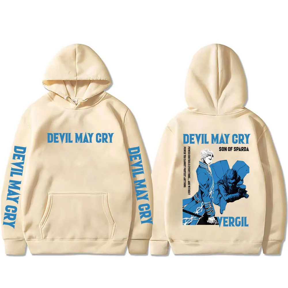 أنيمي الشيطان قد يبكي ابن سباردا فيرجيل الجرافيك هوديي الرجال النساء عادية القطن Vintage البلوز الذكور فضفاض كنزة بمقاس كبير