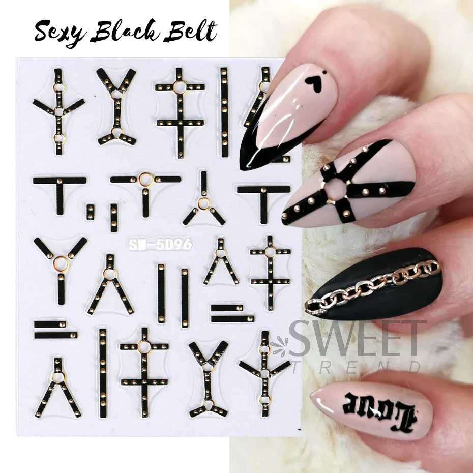 5D Acrylic Bloodshot Lip Eyes Nail Embossed Stickers Evil Eye Sexy Belt Decal Spooky Spider Halloween Charm Manicure Decor Wraps