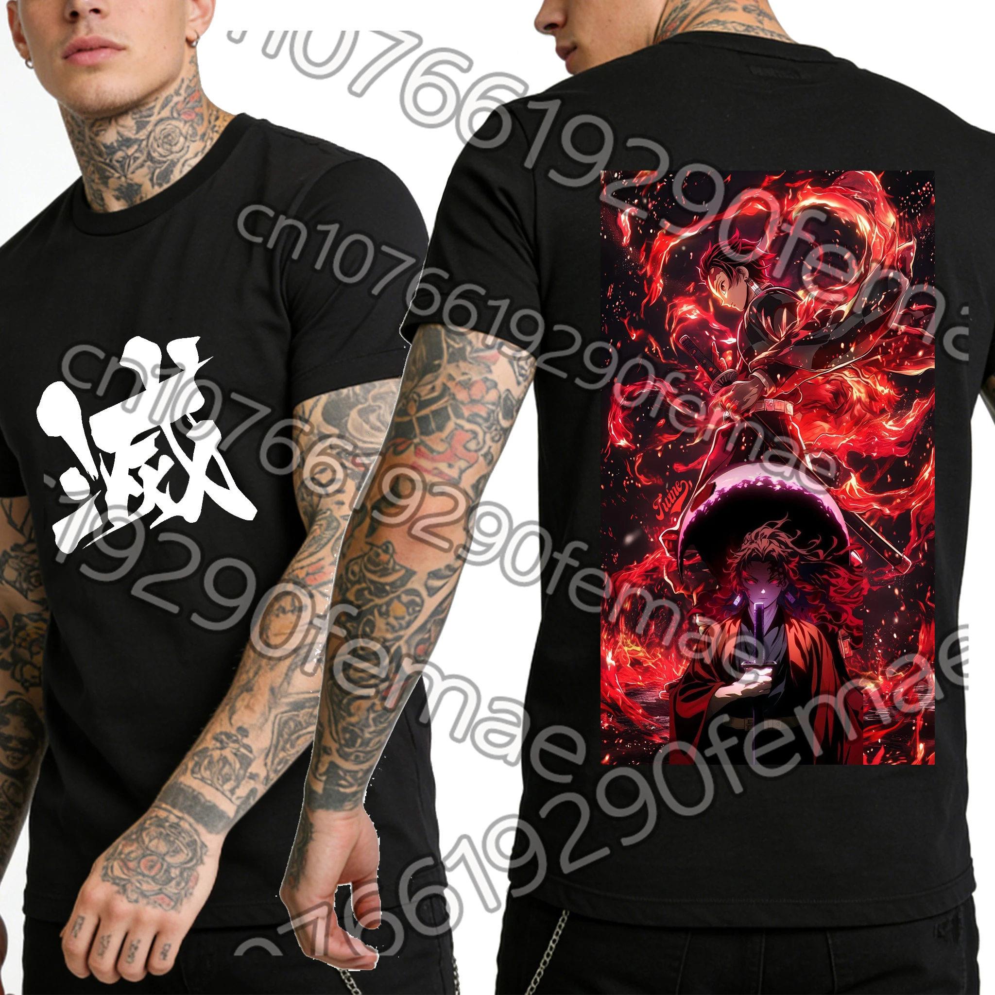 

Classic Japanese Anime Demon Slayer Print Cotton T-Shirt, Adult Kids Anime Merch, Essential for Spring Summer Casual & Sports
