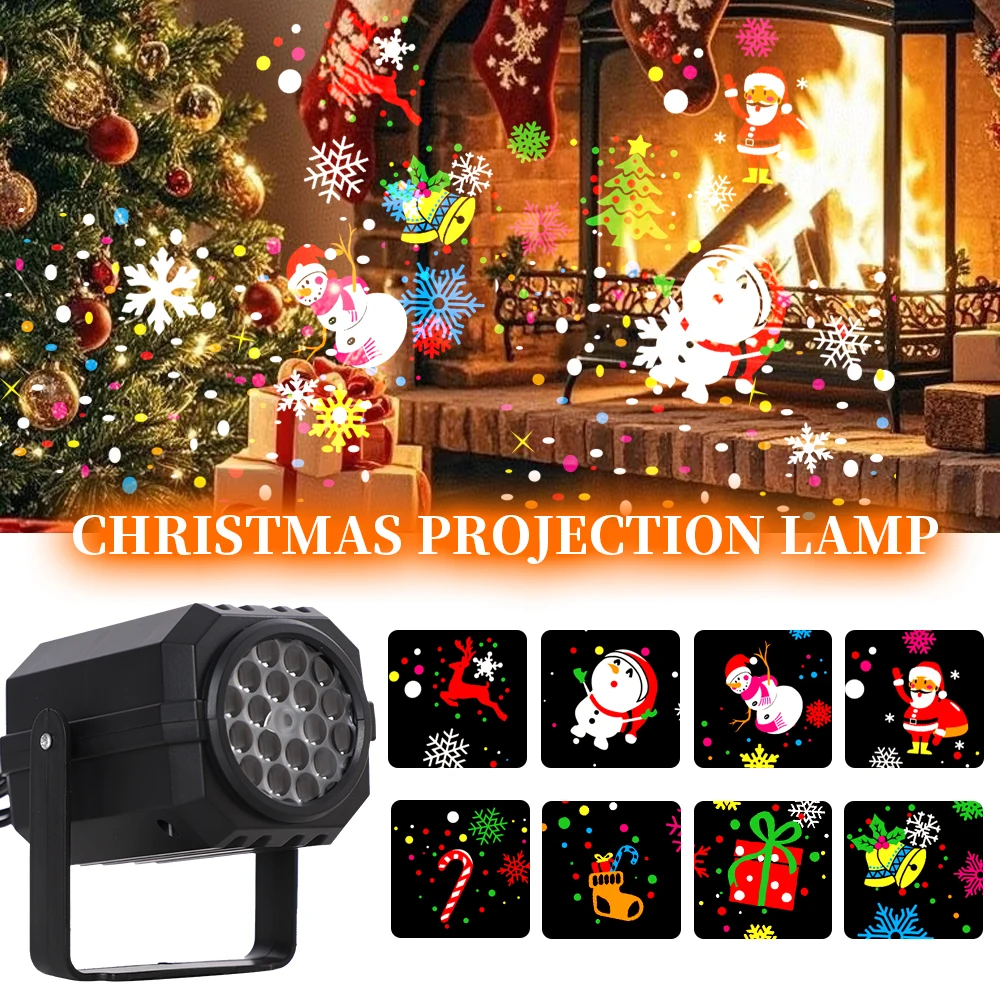 Christmas Halloween Projector Lights Outdoor 16 Pattern Slide LED Laser Projector Light Indoor Holiday Party Wall Decoration