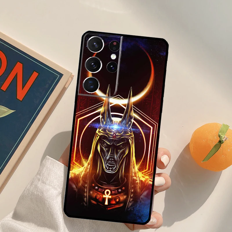 مصر نفرتيتي أنوبيس قضية الهاتف لسامسونج غالاكسي S23 الترا S20 S21 S22 S24 S25 S9 S10 زائد S24 FE الغطاء الخلفي