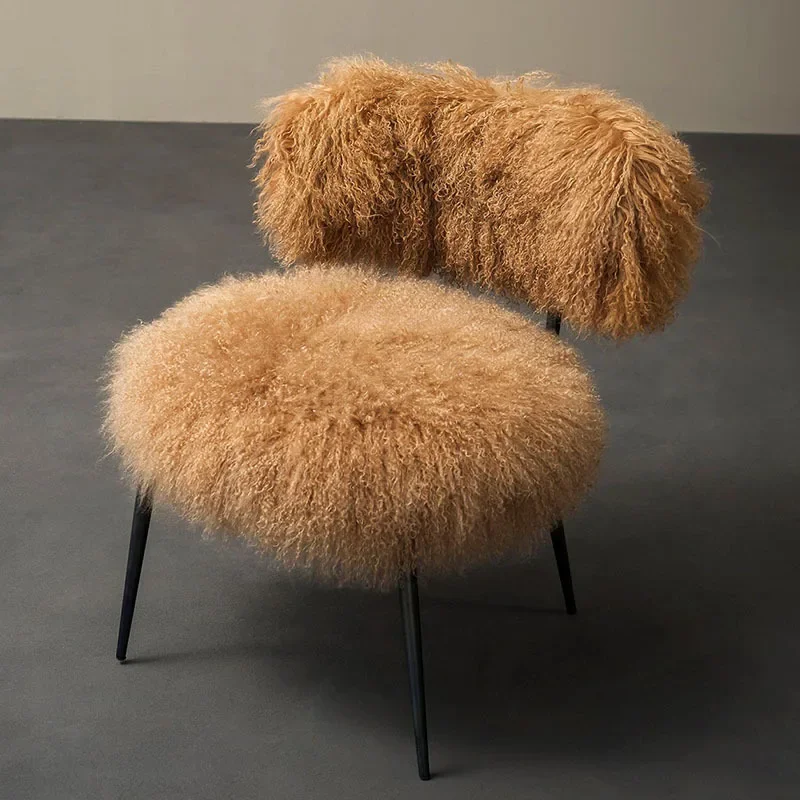 

Для нового дизайна из нержавеющей стали, черный титановый каркас, шерсть, удобные стулья для гостиной, современный кофейный стул для гостиной