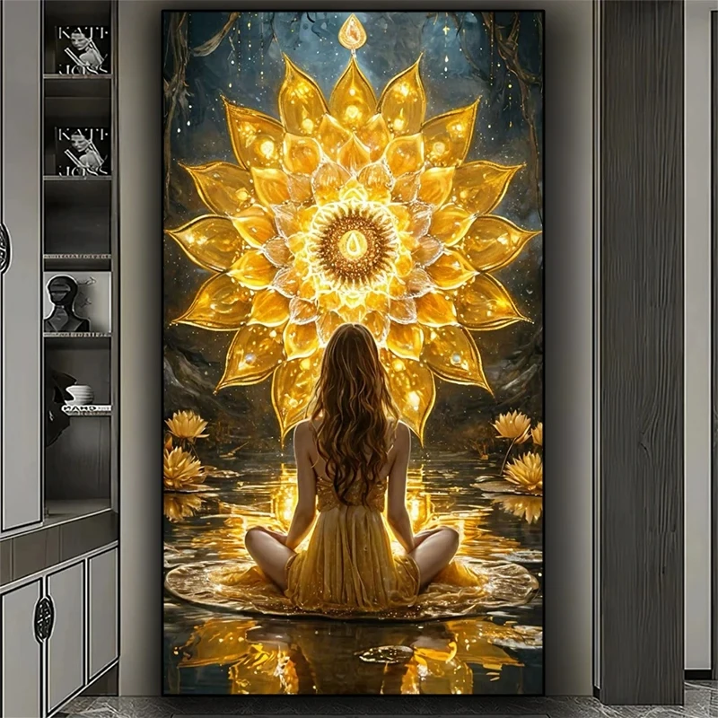 

Ancient Yoga Meditation Diy Diamond Painting New 5D Full Round Design Diamond Art Mosaic Craft For Yoga Studio Decor
