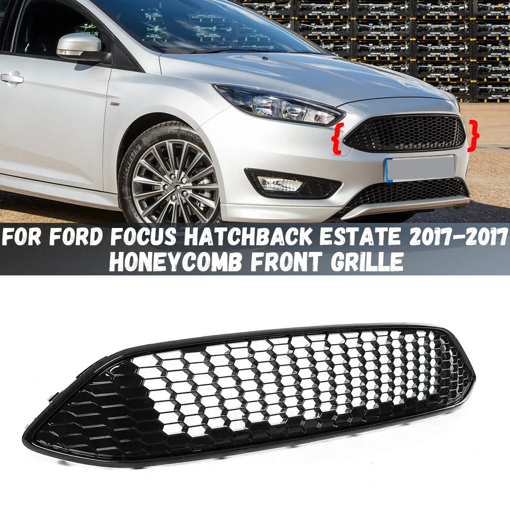 

Honeycomb Mesh Car Front Bumper Radiator Grille For Ford Focus MK3 ST Line Hatchback Estate 2015-2017 Mesh Center Racing Grill