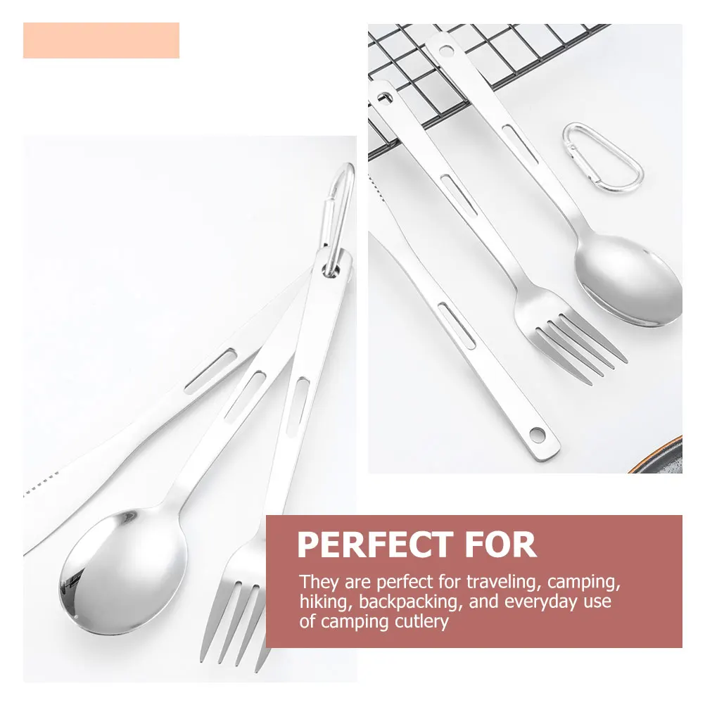 

Serving Utensils Camping Cutlery Set Portable Silverware Steak Lunch Kit Travel Stainless Steel