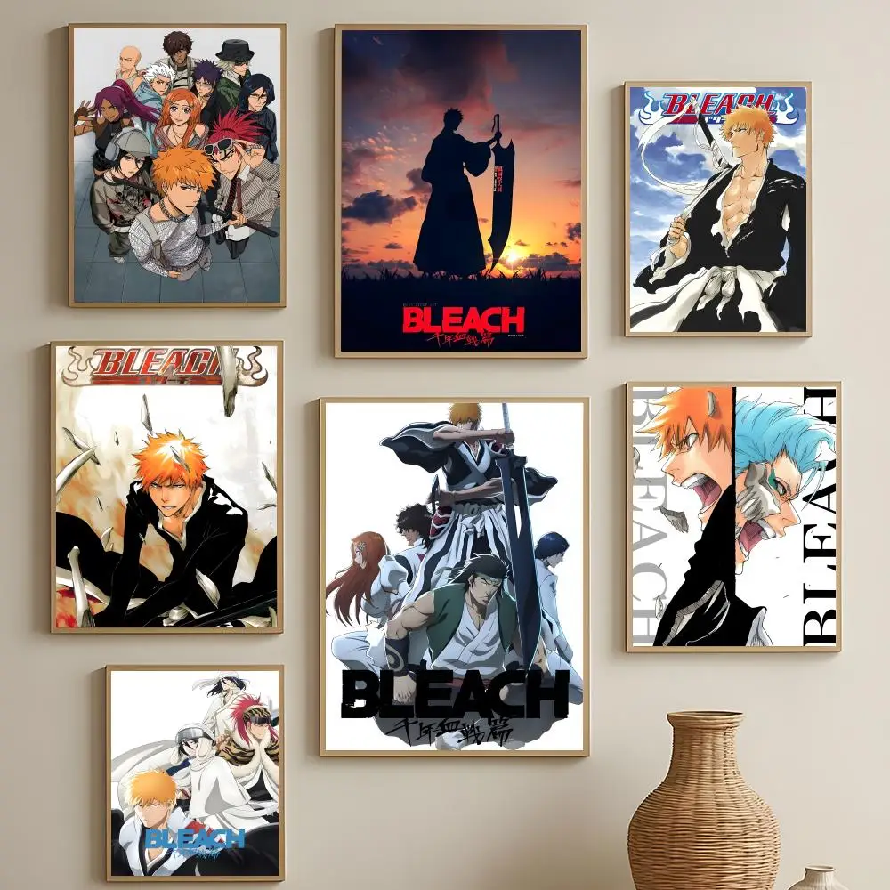 Anime BLEACH Poster HD Selbstklebende Wasserfeste Wandkunst Einfach Anzuwenden Vielseitige Dekoration