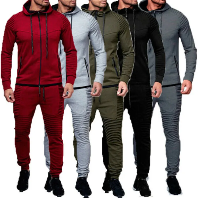 2022 Men Tracksuit Sport 2PCS Set Casual Jacket+Pants Jogging Athletic Trainer Solid Cotton Suit Runing Wear Men\'s Sport Suit