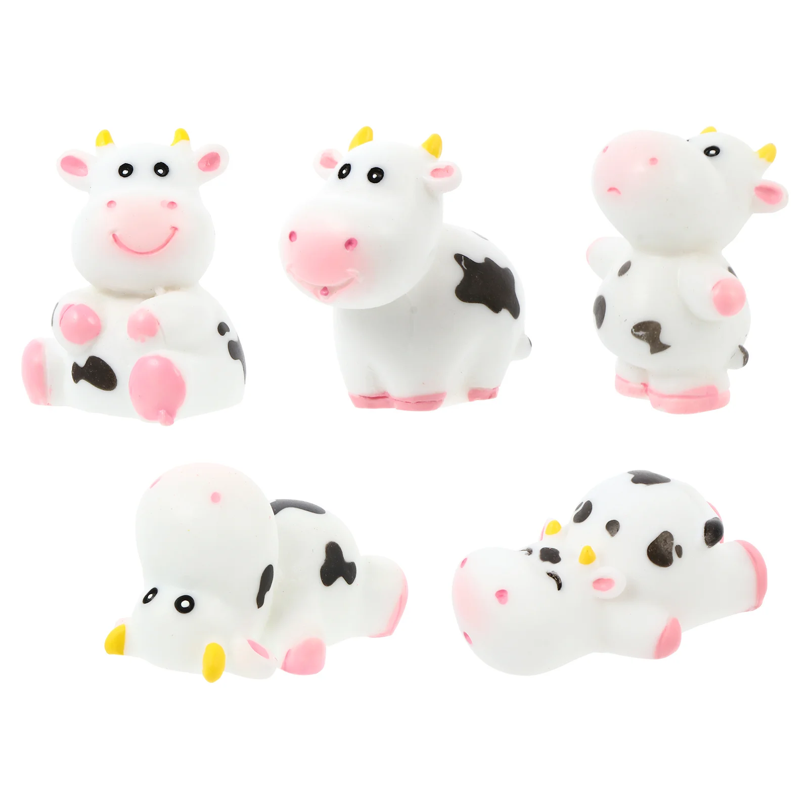 5 قطعة البقرة الصغيرة الراتنج الحلي الكرتون المشهد الصغير الديكور ل حديقة الجنية المنزل وعاء النبات جراب هاتف ديكور #4