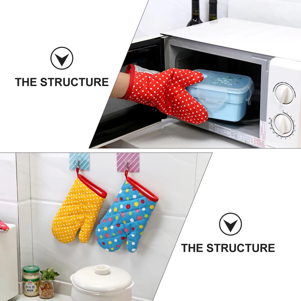 

3Pairs Insulated Oven Mitts for Baking High Heat Resistant Kitchen Gloves Cotton Lined Safe Cooking Pot Holders Home Use