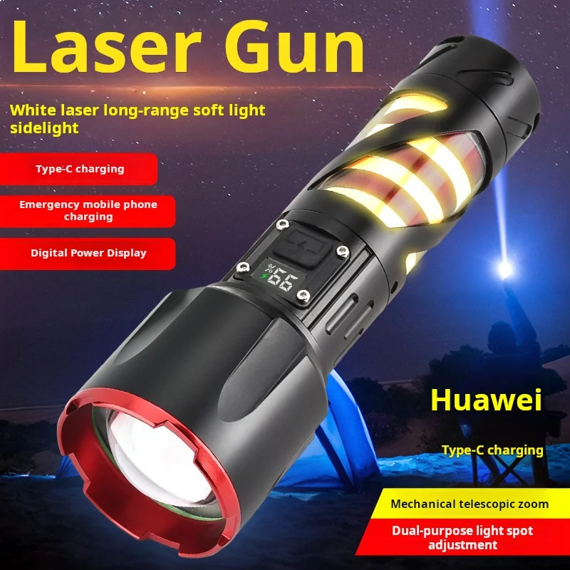 

2024 new flashlight zoom ultra bright high-power LED rechargeable digital electronic display screen high brightness camping ligh