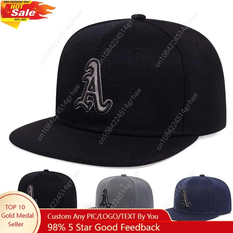 

Men Gothic Letter A Embroidered Hip Hop Hat Flat-brimmed Hat Outdoor Sport Adjustable Sunscreen Leisure Hat Spring Autumn Travel
