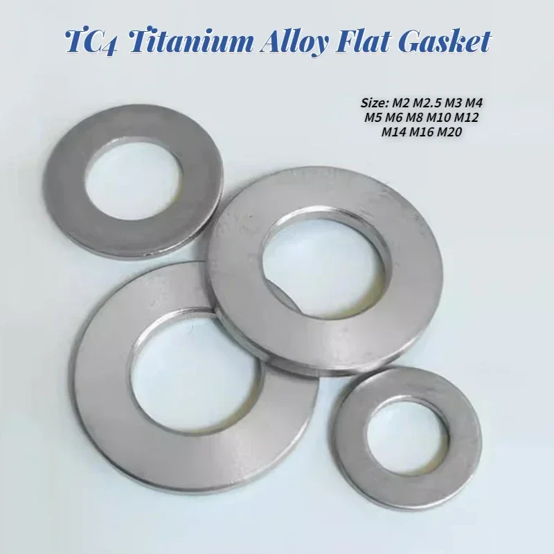 2/5/10Pcs TC4 Titanium Alloy Flat Gasket Screw Washer Lengthened Thickened Round Metal Mesons Size M2 M2.5 M3 M4 M5 M6 M8-M20