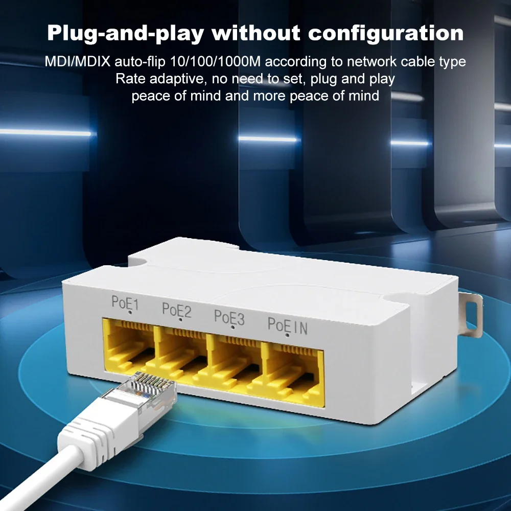 PEGATISAN 4 Port PoE Extender, Repetidor de Rede, Transmissão Porta IP, Câmera NVR IP, 100 m, 1000m