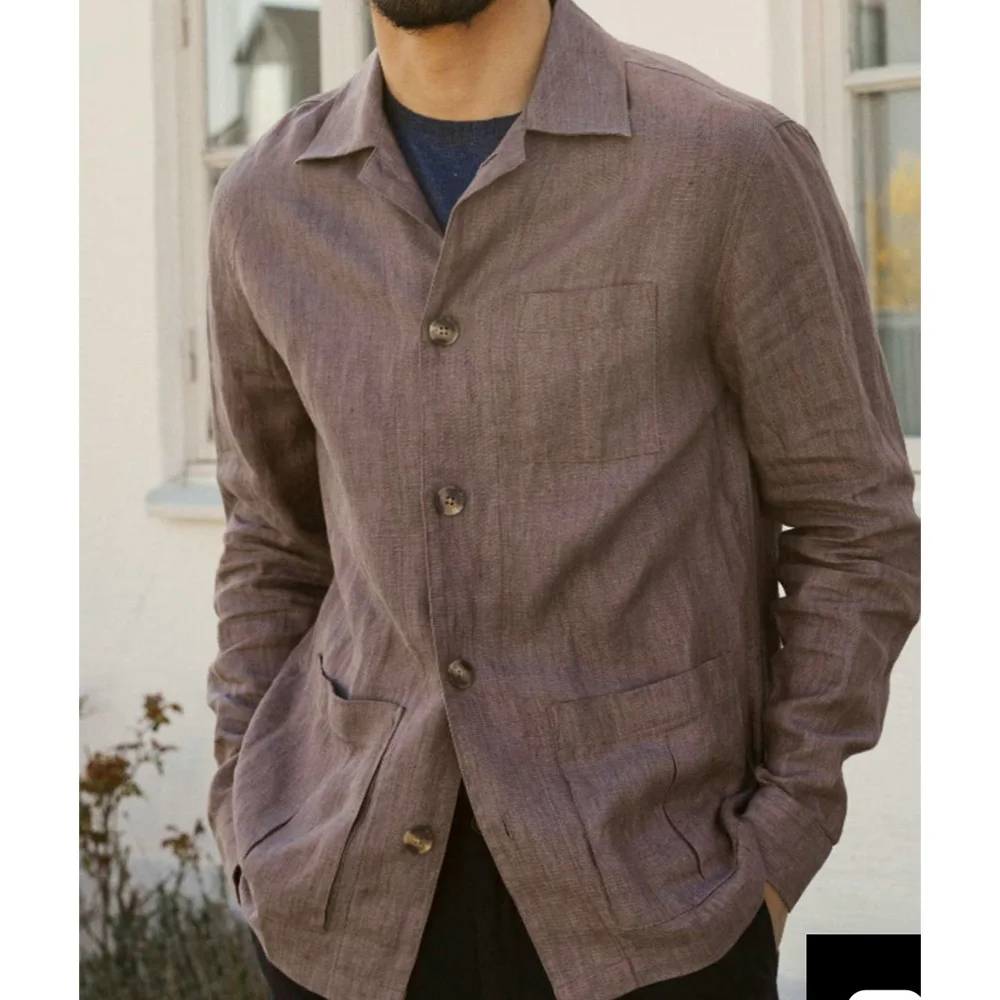

Men Suit Jacket Cotton Linen Single Breasted Slim Fit 3 Pockets Elegant Casual Suit Comfortable Business Office Wear Formal Blaz