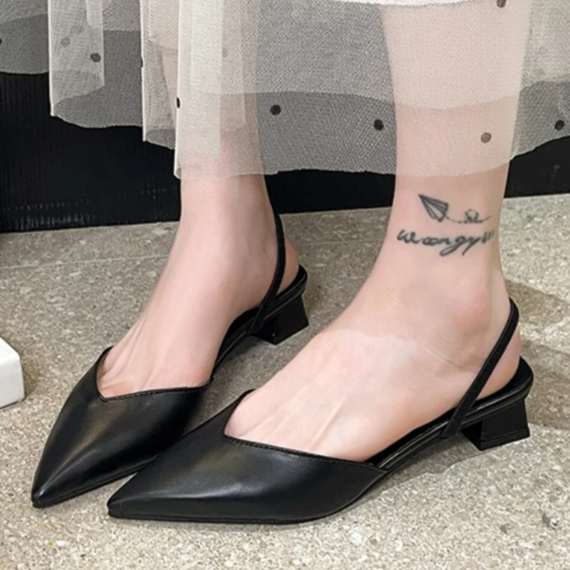 Women's Pointed Toe Mid Heels Slippers Elegant Sandals Casual Fashion Slides New Trend Mules Dress Woman Pumps Flip Flops view 5