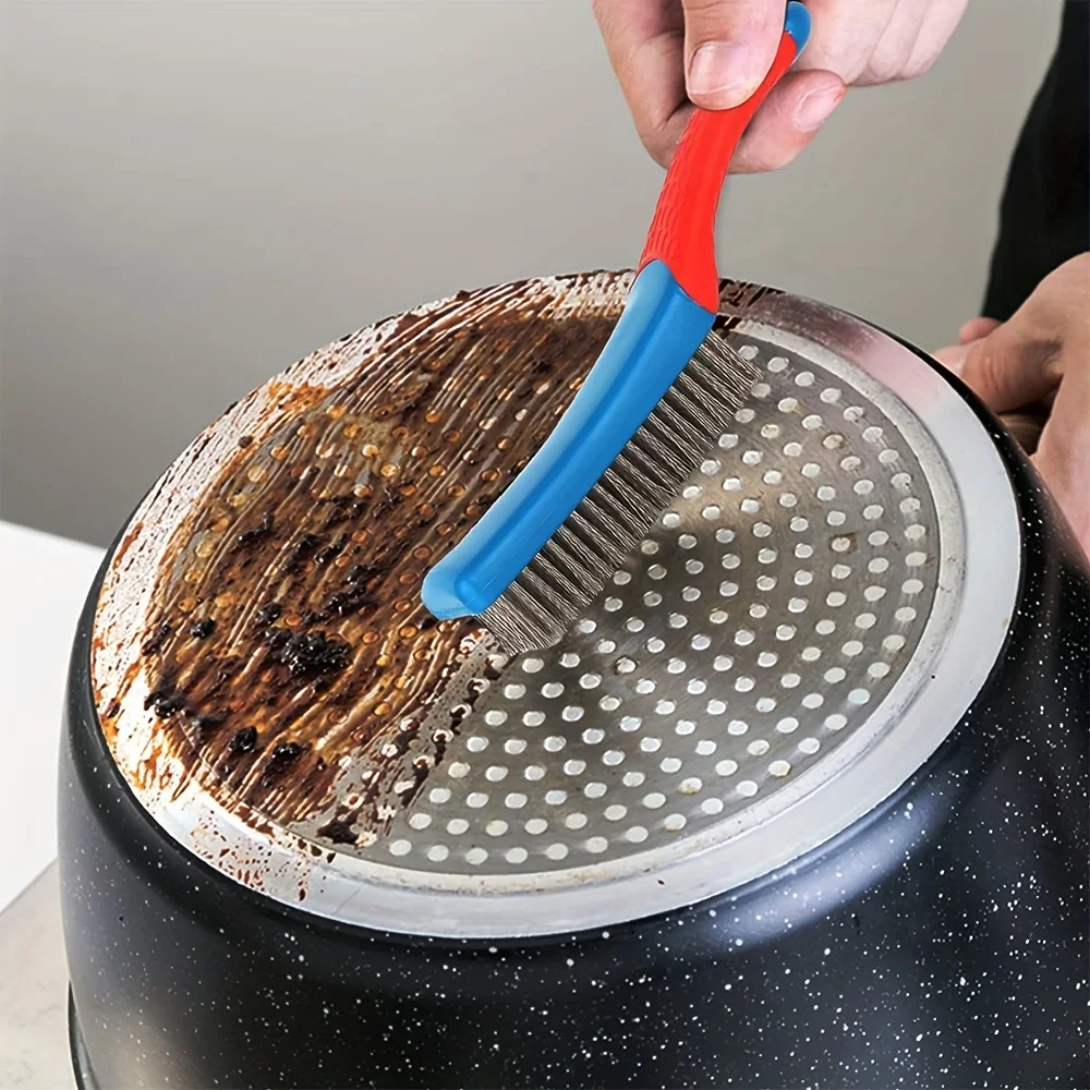 Wire Brush Duty Stainless Bristles with Plastic Handle Grip for Rust, Wielding Slag, Dirt & Paint Scrubbing with Deep Cleaning