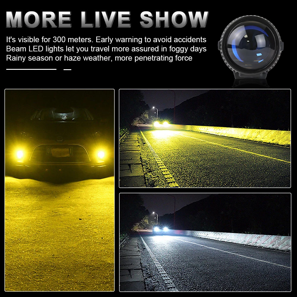 Automobile Accessories Best Selling 2.0 Universal Bi Led Fog Light 6000k 110W For Car Headlight Lens