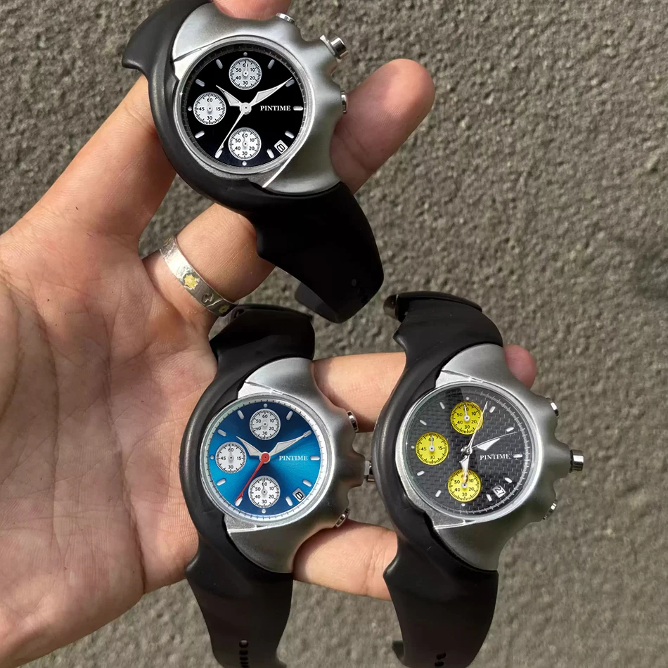 

Men's Distorted Asymmetrical Y2K Watch Retro-Chic Luxury 6-Hand Future-Style Men's Quartz Wristwatch Fashionable Gifts Chronogra