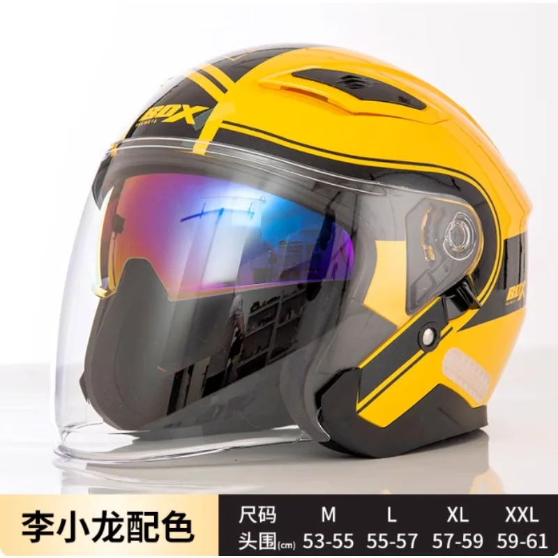 RSV BOX-106 Motorcycle Helmet Men Women Summer Breathable Lightweight Scooter 3/4 Double Lens Riding Helmet 4 Seasons
