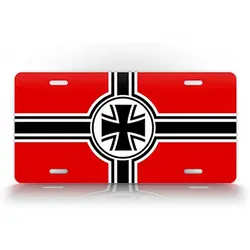 WWII German Battle Flag License Plate WW2 German Cross Military Auto Tag-Wall Decoration Metal Wall Sign