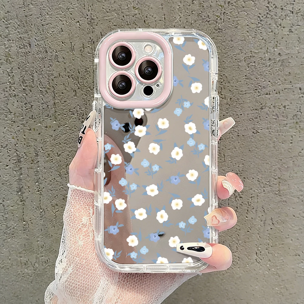 Niedliche Wildblumen- und Unkraut-Motiv Air Cushion Spiegel Handyhülle für iPhone 17 15 14 16 Pro Max 13 12 11 Pro XR XS 7 8 Plus 17Air Girl Cover – Detail 11