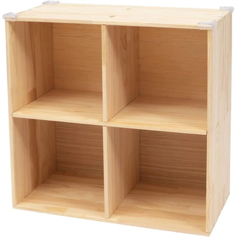 

4 Cube Storage Organizer - Solid Wood Bookshel - Cube Shel - Veal or Horizontal Bookcase - Open Book Shel - Easy Assembly or Bed