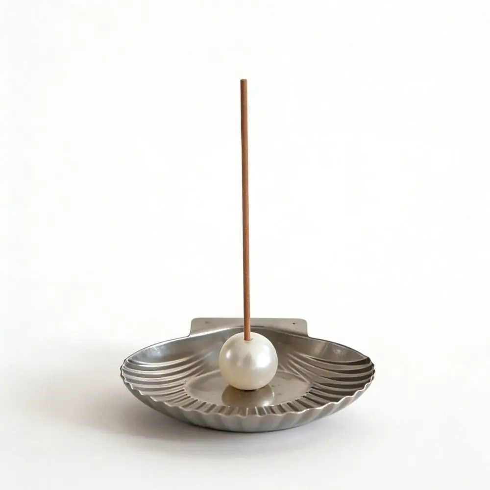 New Stainless Steel Seashell-Shaped Incense Holder Decorative Metal Mosquito Coil Tray Minimalist Portable Pearl Incense Rack
