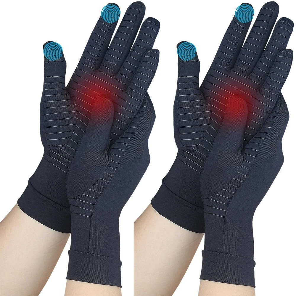 1Pair Copper Arthritis Compression Gloves,Relieve Arthritis Hand Pain Swelling and Carpal Tunnel,Full Finger Hand Glove