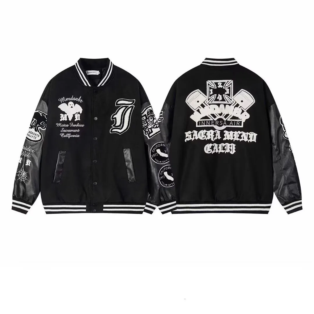 الرجعية الشارع الشهير شبح التطريز البيسبول Jaet الهيب هوب الرجال النساء ربيع الخريف ملابس خارجية زوجين منفذها معطف