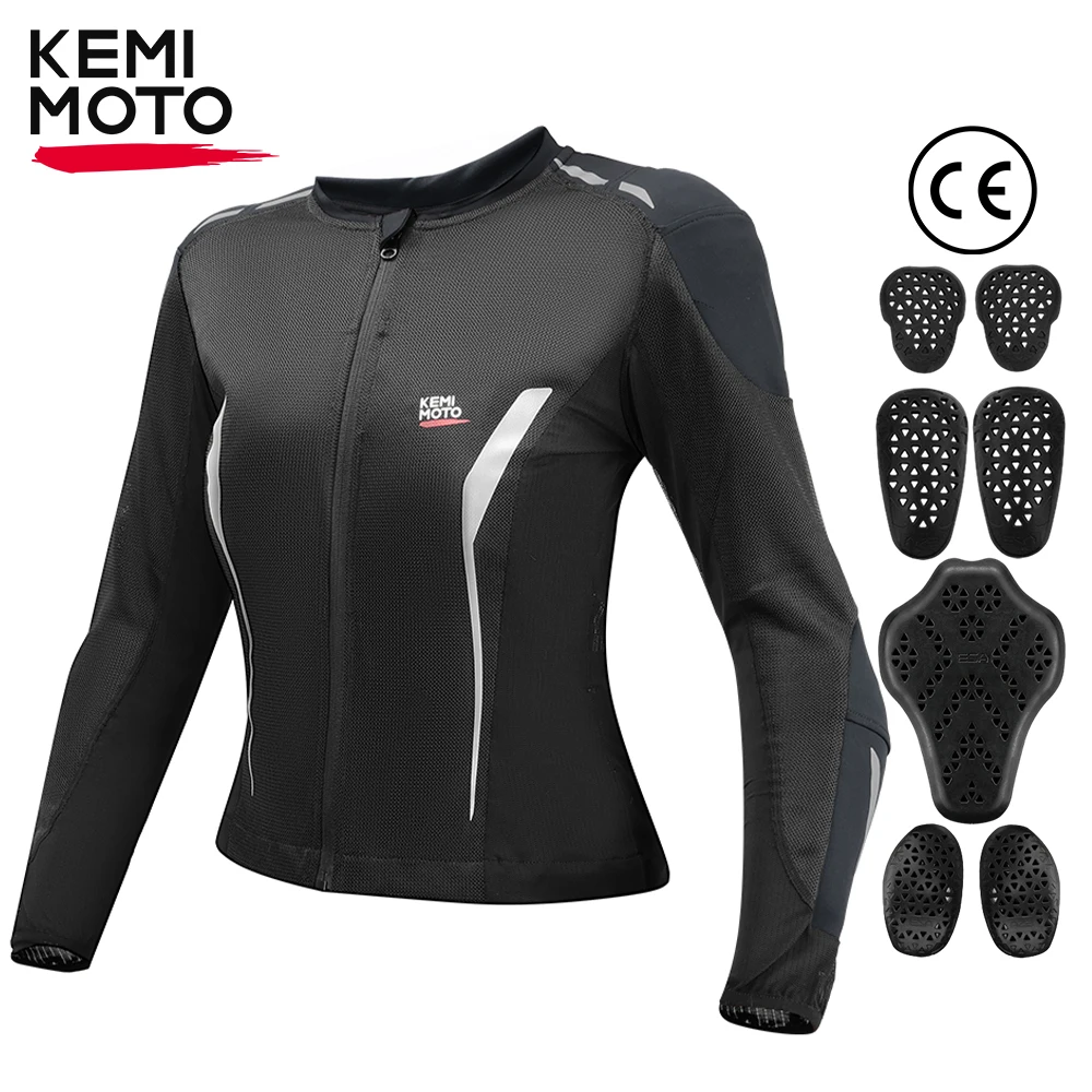 

Motorcycle Jacket Summer Unisex Build-in 7Pcs CE Protective Gear Set Riding Cycling Soft Mesh Top Body Protector Moto Equipment
