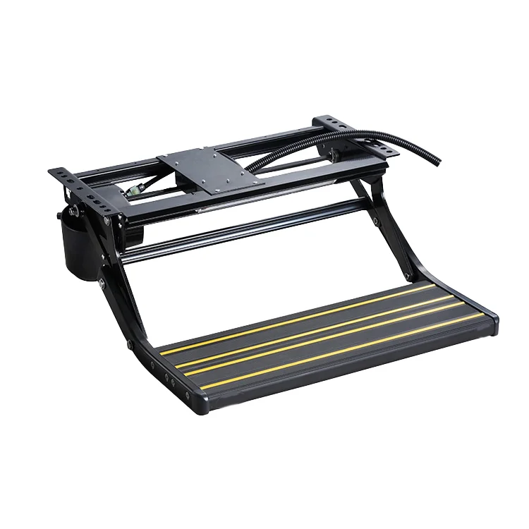 

Customizable Black Or Silver Manual Foldable RV Steps With 12V LED Light Strip Retractable Aluminum Alloy Camper Steps 1 Step