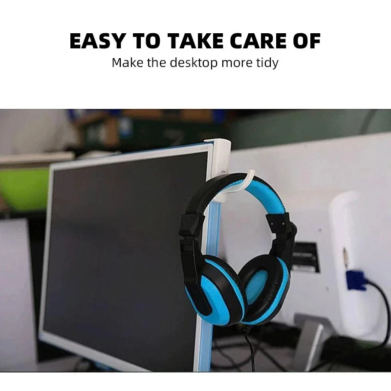 2 Colors Headset Stand Durable Headphone Hanger PC Desktop Stand Table Cell Phone Holder Monitor Desk Earphone Mounted Hook 2024