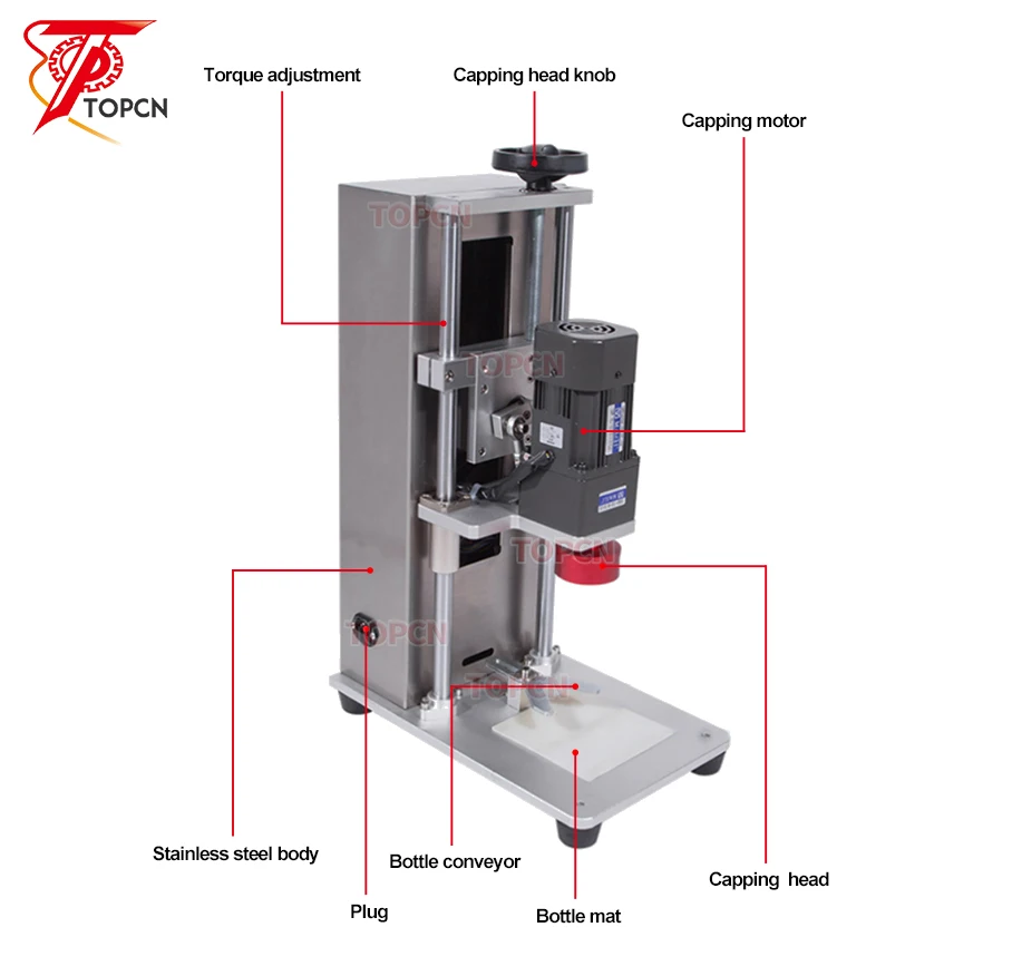 

Electric Semi Automatic Spray Water Beverage Hand Sanitizer Bottle Caps Screw Sealing Tabletop Twist Off Capping Machine