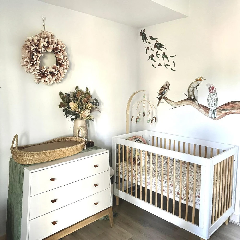 Cartoon Australian Birds Branch Tree Wall Stickers Decals Playroom Bedroom Living Room Home Decor
