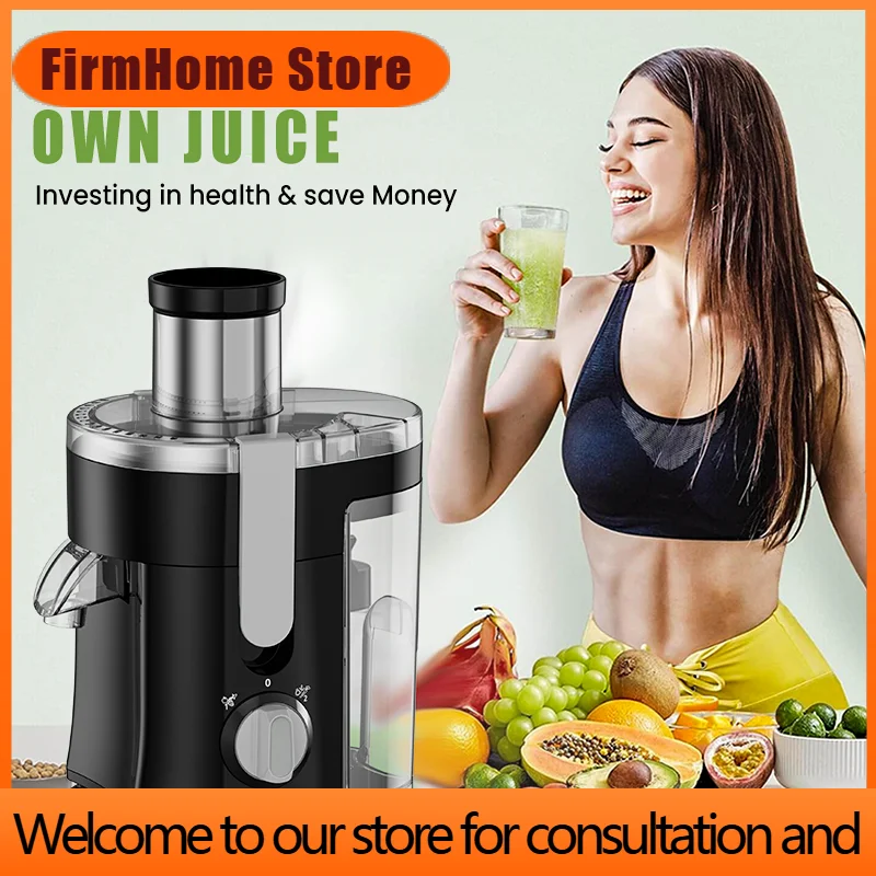 firmhome-storeジューサーマシン、600w遠心ジューサー抽出器、果物や野菜用の広口3インチフィードシュート付き、お手入れ簡単、s