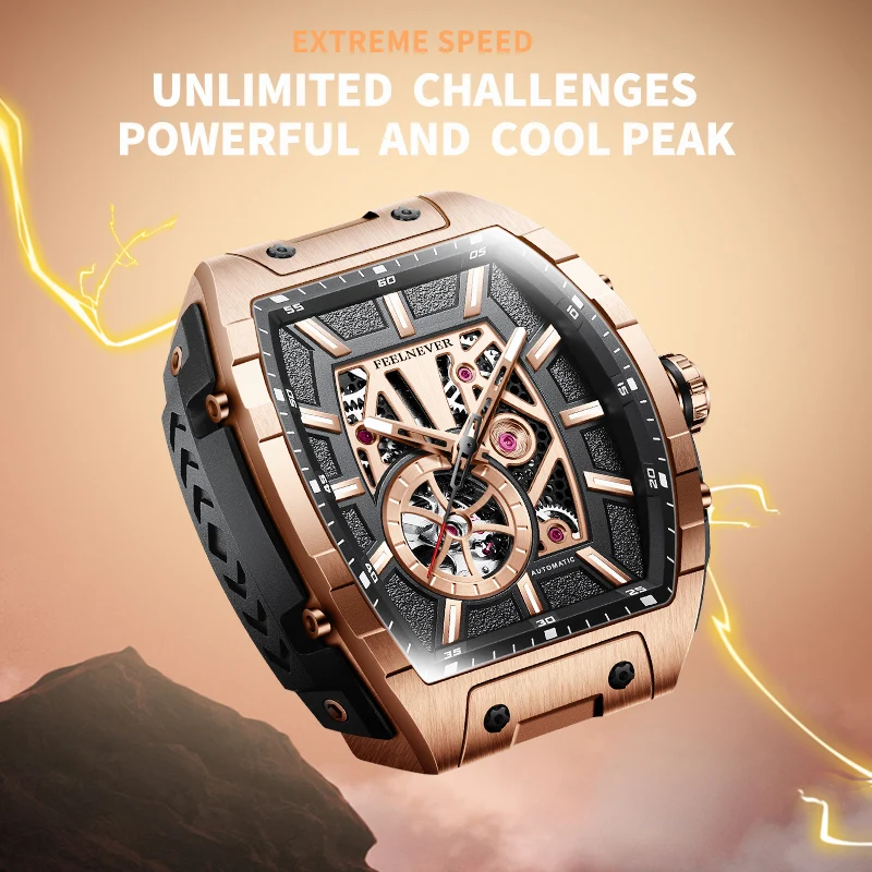 

FEELNEVER Top Brand Military Watches Men LIGE Fashion Mechanical Mens Watch 50M Waterproof Tourbillon Automatic Wristwatch Reloj