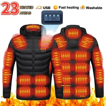 Giacca invernale riscaldata da uomo 23 aree quattro interruttori di controllo USB elettrico piumino in cotone abbigliamento autoriscaldante Parka leggero da donna