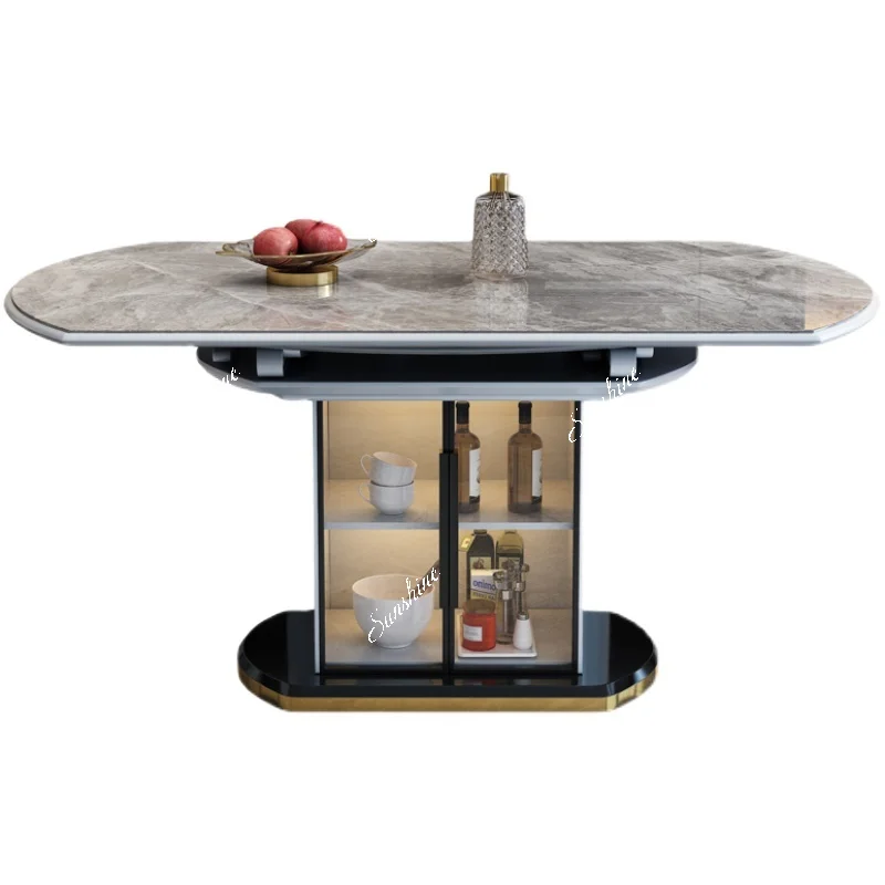 Slate dining table and chair combination folding telescopic dining table light luxury home small apartment